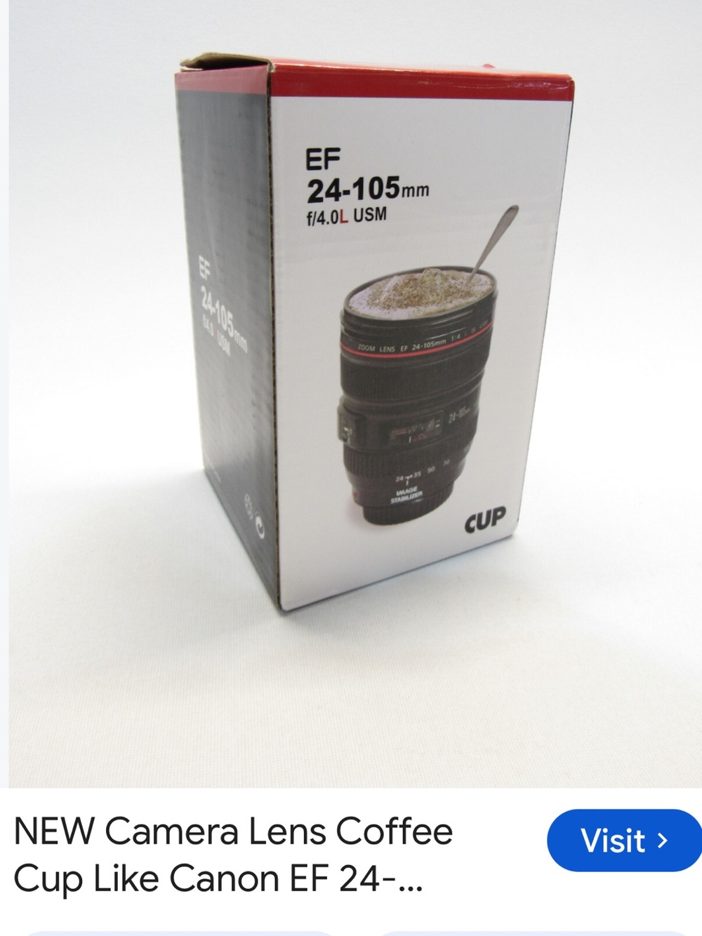 #3097**Canon EF 24-105mm Style Camera Lens Coffee Cup - Black